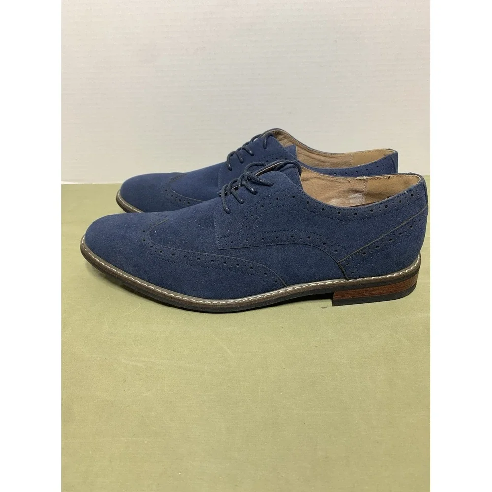 Mofri Men's Dress Shoes Blue Suede Wingtip‎ Oxford Sz 9